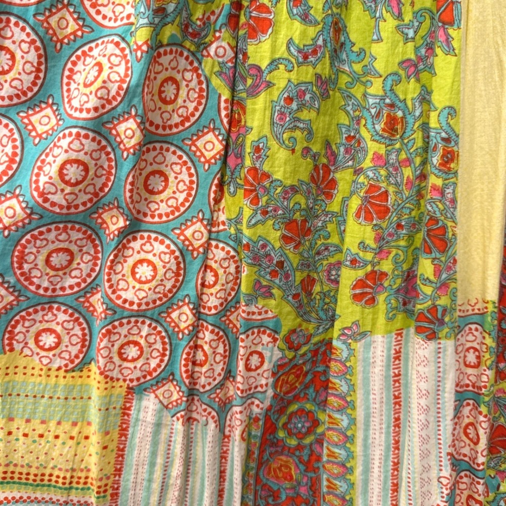 Womens Boho Patchwork Maxi Skirt Crochet Hem Choices S Multicolor Mixed Print - Picture 5 of 9